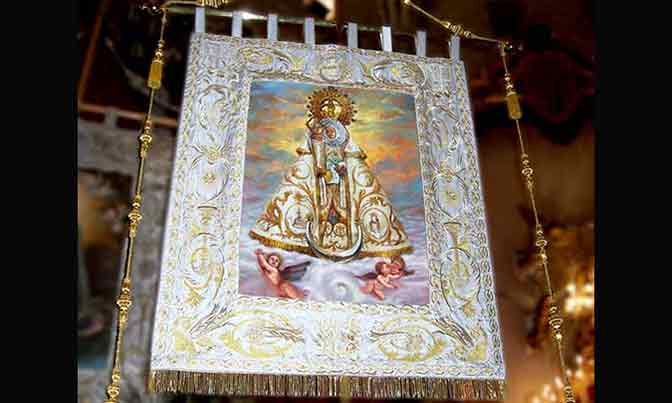 Bordado estandarte Virgen de las Virtudes Morenica fiestas de moros y cristianos Bordados Villena